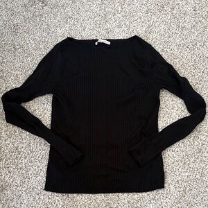 Abercrombie & Fitch Black Boatneck Ribbed Knit Top